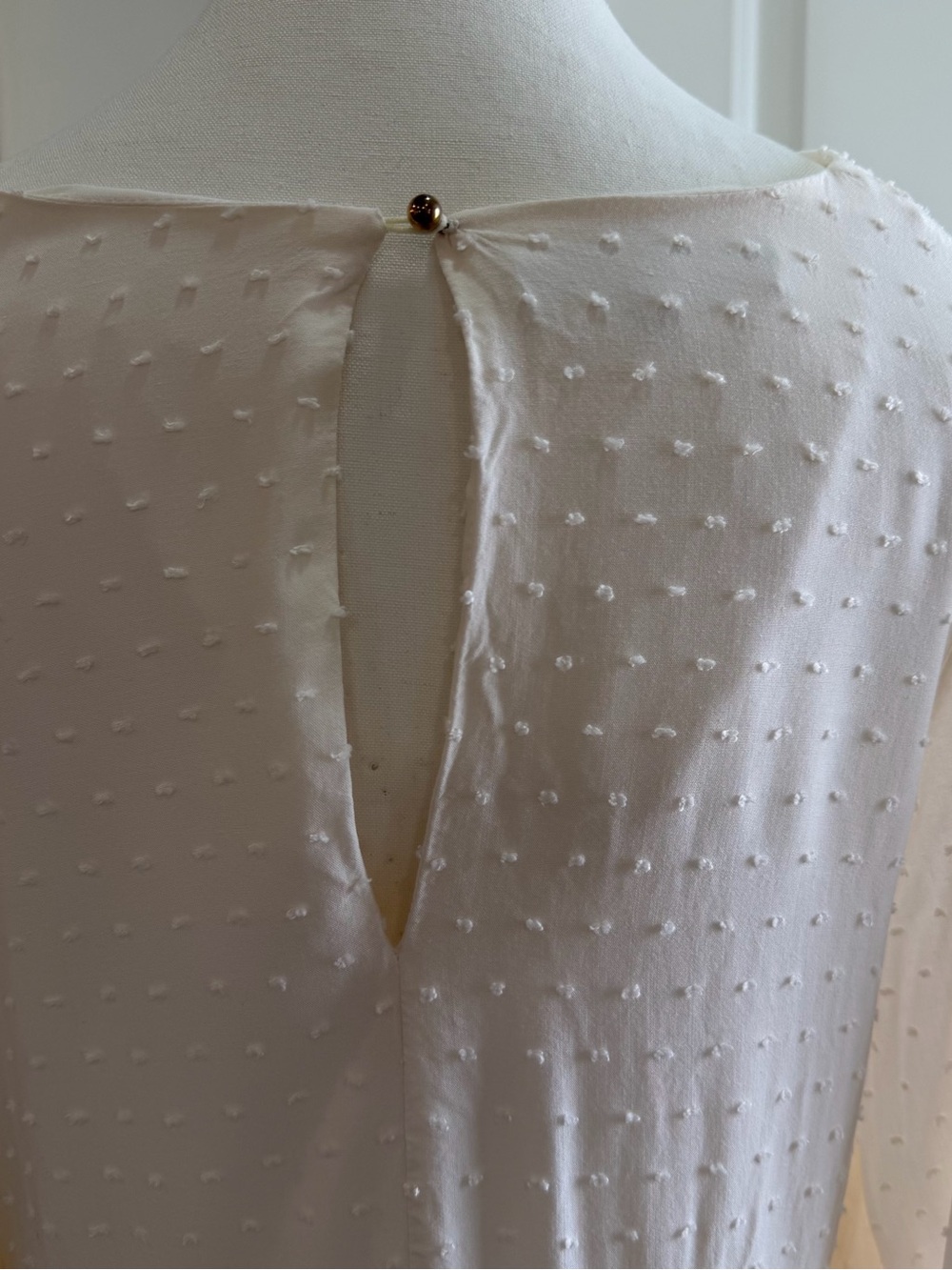 Monk & Lou Cream Swiss Dot Babydoll Dress V-Neck Balloon Sleeve Boho Ivory Small - Picture 4 of 8